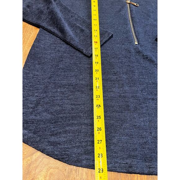 Soft Surroundings 2X Navy Blue, Long Sleeve Top, Zip Up, Gold Tone. Womens Plus - Picture 4 of 7